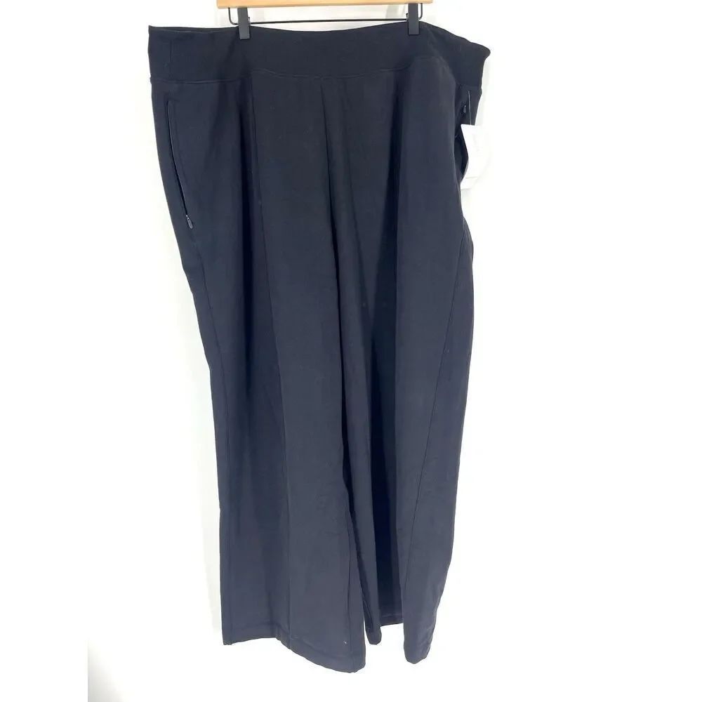 Athleta Retroplush Straight Leg Pants Size 3X Black Sweatpants Lounge Wide Leg